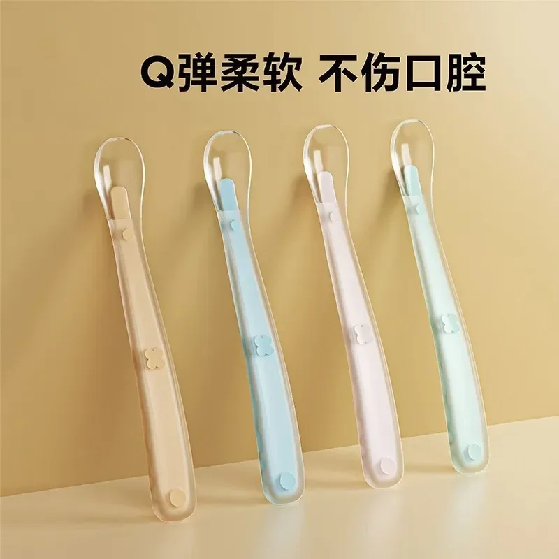 Baby Silicone Soft Spoon silicone cutlery set baby feeding spoon Children's Training Spoon Baby Feeding Silicone Soft Head Safety