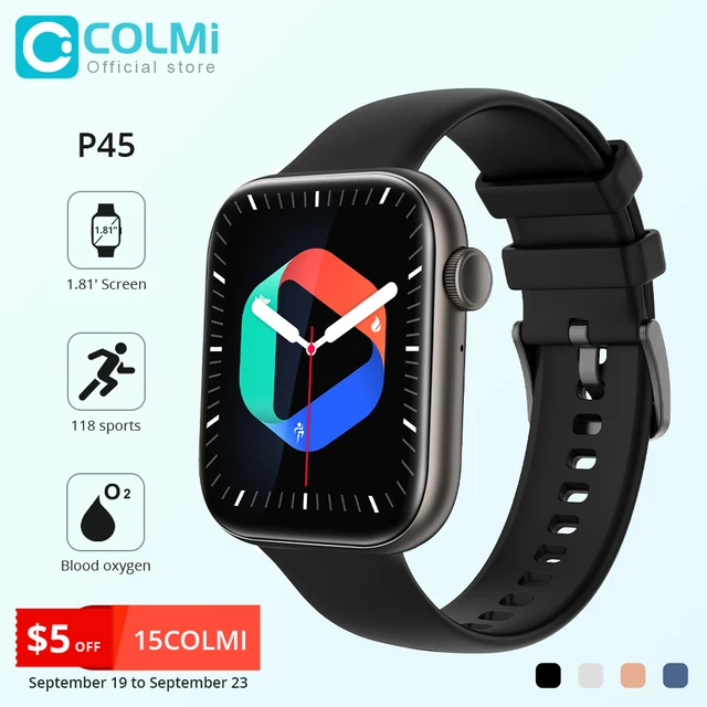 COLMI P45 2022 1.81 inch Bluetooth Calling Smartwatch Men Support 118 Sports Women Smart Watch PK iwo 13 W27 W37 Pro S7 1