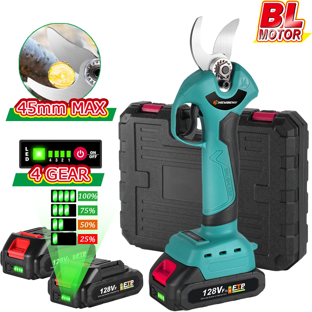 45mm Brushless Electric Pruning Shears 4 Gears 1500w For Makita 18v