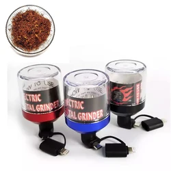 Broyeur à tabac électrique pour fumer des mauvaises herbes, rechargeable par Usb, pour téléphone Android, Apple, broyeur rapide d'herbes, cadeau pour hommes 