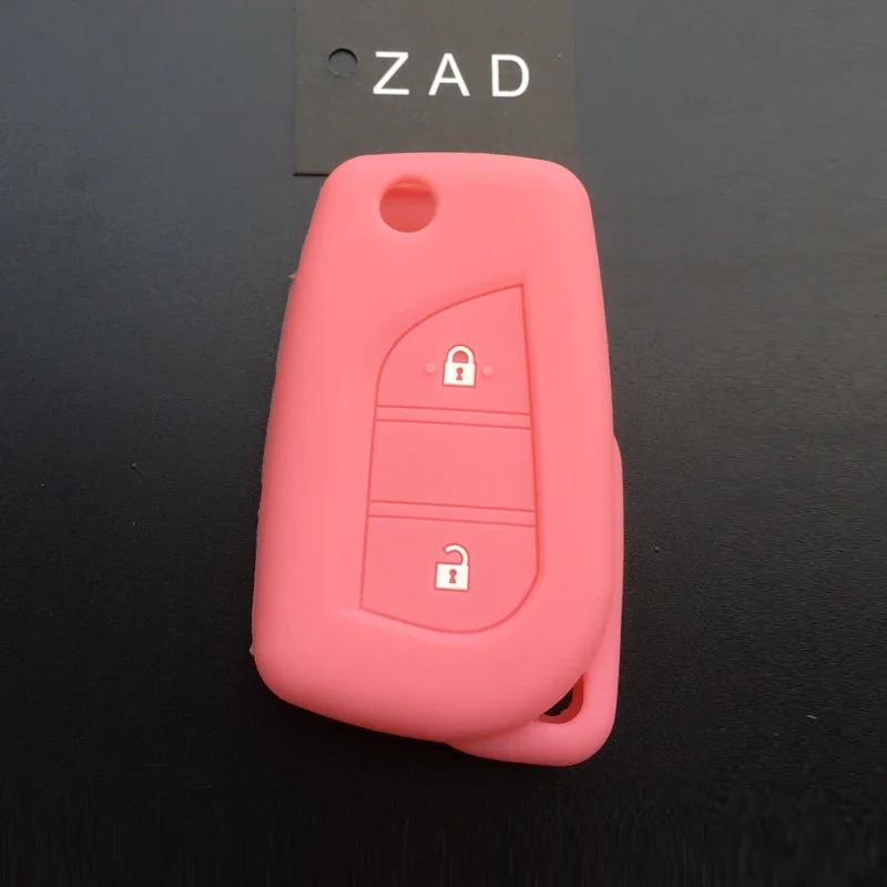 Silicone Rubber Car Key Cover Case Shell Set Protector Fob for Toyota Aygo Yaris Highlander Camry RAV4 2 Button Key Holder