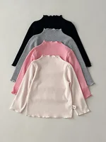 MiniAinis Autumn Winter New Baby Half High Collar Solid Color With Long Sleeved T-shirt Underneath Girls Cotton Underlay Top 2