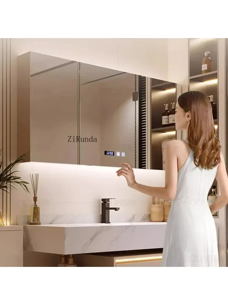 Cream Style Wall-mounted Bathroom Cabinets Multifunction Design Vanity Smart Mirror Cabinets Furniture Muebles Bano FYBC