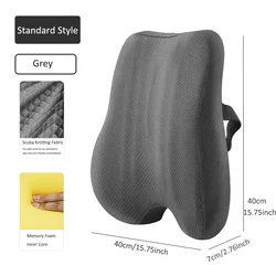 Orthopedic Ergonomic Memory Foam Seat & Back Support Cushion Set for Ultimate Comfort (Back Cushion Grey)