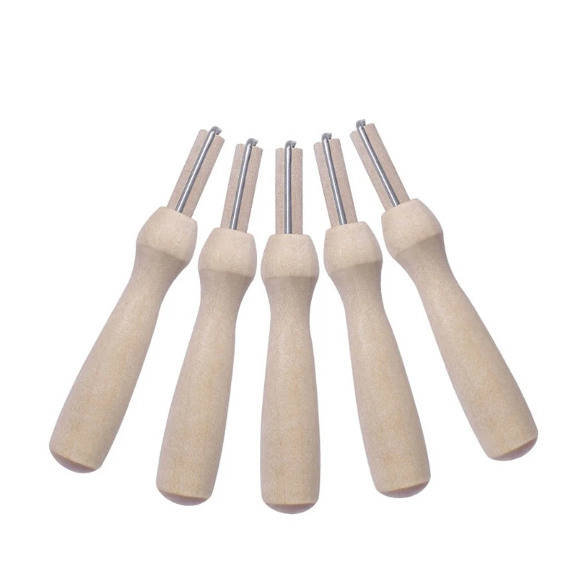 5pcs Useful Poking Felting Needles Solid Wooden Handle Holder with Felting Needles Felted Animal Needle Supplies felting needles
