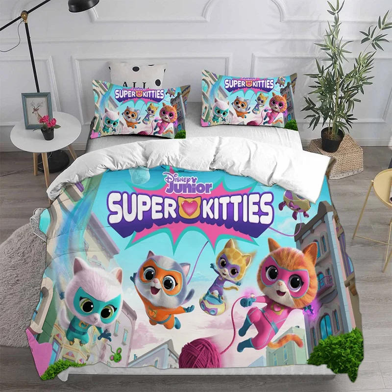 Super Kitties Bedding Sets Comforter Quilt Bed Cover Duvet Cover Pillow Case 2-3 Pieces Sets Kids Adult Size 5