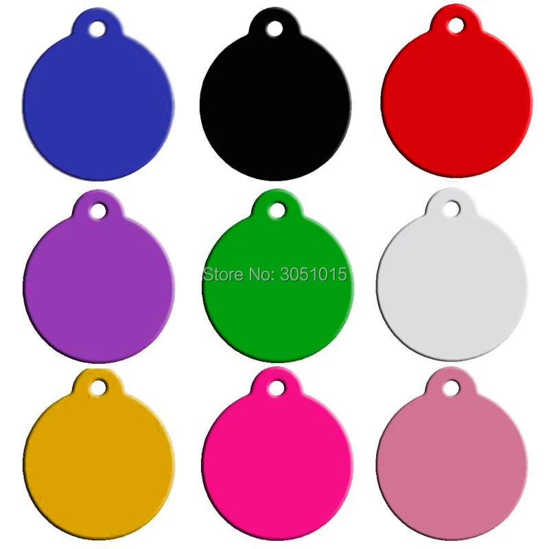 100pcs Dog Pet ID Tags Pendant Plate Lost Tag Puppy Cat Name Address Lable Round Collar Keyrings Accessories