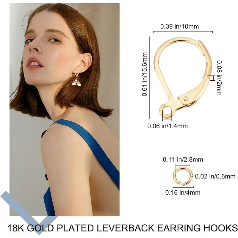 1 Box 20Pcs Leverback Earring Findings 24K Gold Plated French Earring Hooks  15.6x10mm Ear Wire Clip Earring Connector - AliExpress