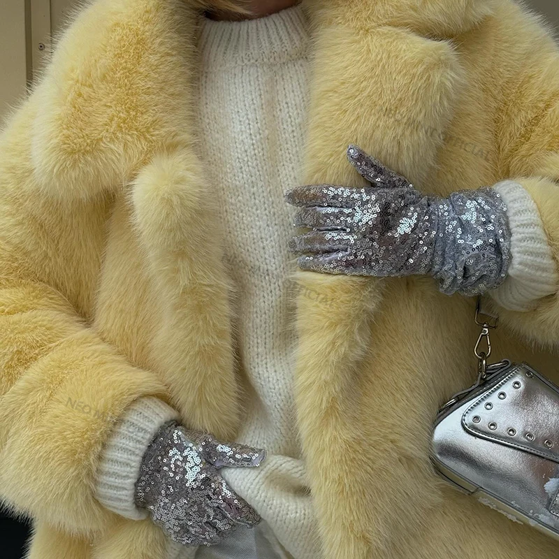 Neo Mint Women Winter 2024 High Quality Luxury Faux Fur Coat Thicken Warm Overcoat Outerwear Hot Girls Solid Long Fox Fur Jacket 3