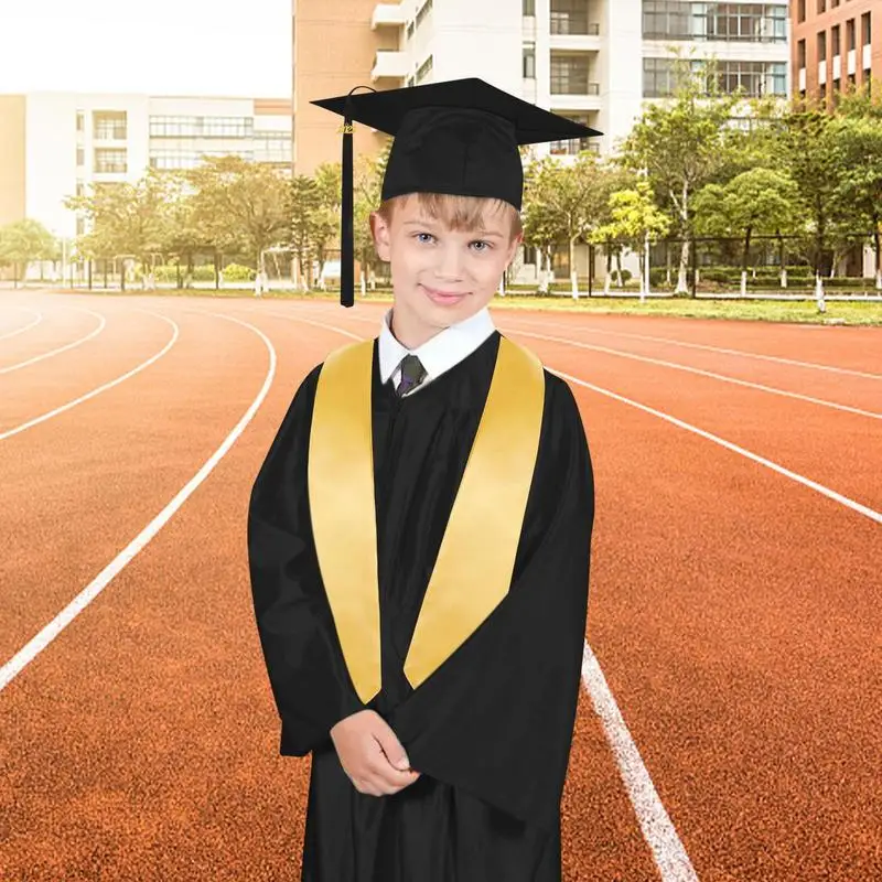 Kids Academic Dress School Uniforms Preschool Kindergarten Graduation Gown Shawl Tassel Hat Set for Children
