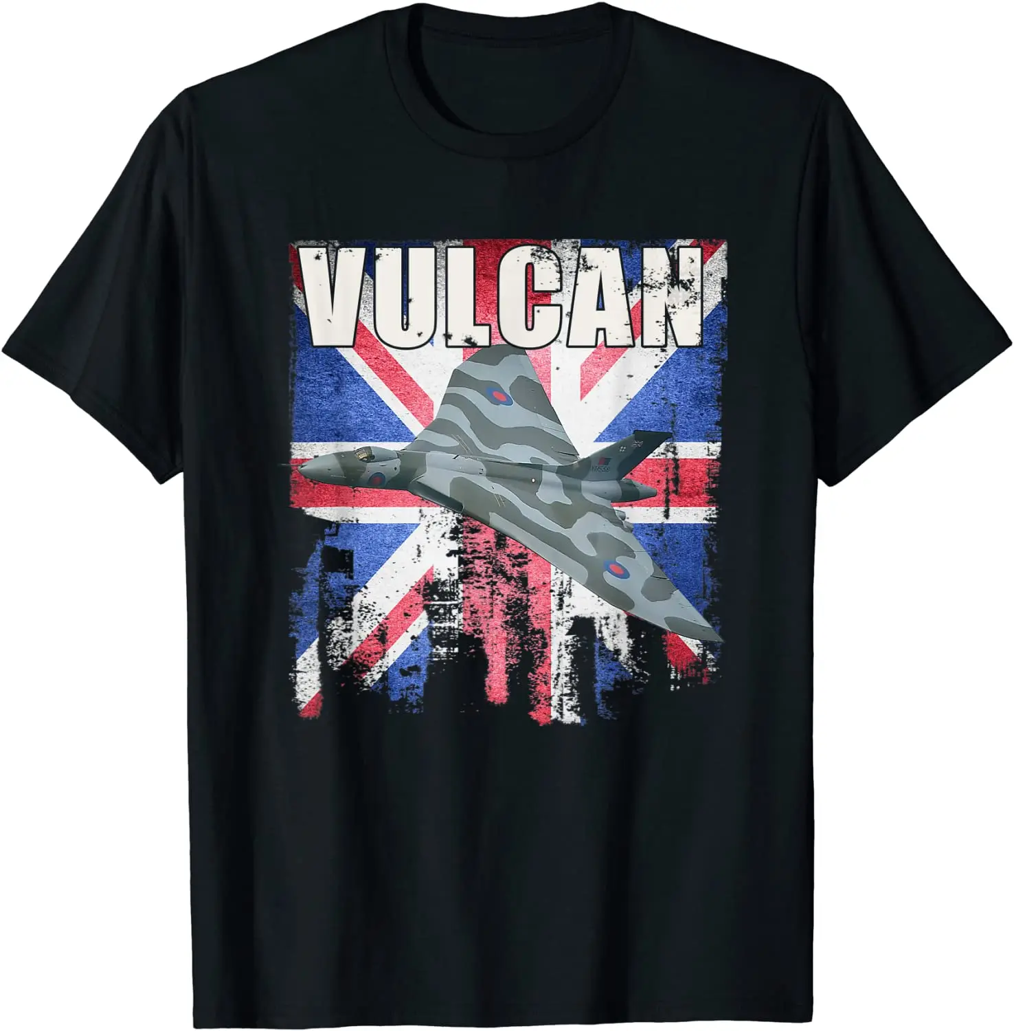 

Vulcan Bomber Aircraft RAF Airplane Plane Aeroplane UK Flag T-Shirt Short Sleeve Casual 100% Cotton O-Neck Summer Tees