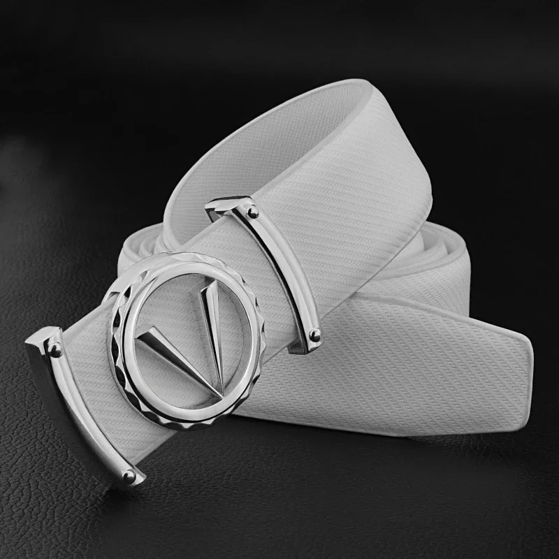 

New V Letter Casual Belt for Men Fashion Designer Belts Boy Leisure Cowskin Waist Strap Genuine Leather Metal Buckle Waistband