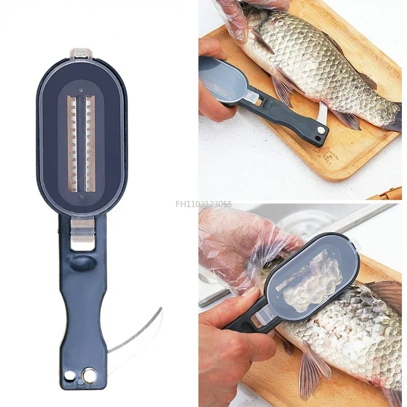 Fish Scaler Fishing Knife Cleaning Tools Kitchen Cooking Accessorie Fish Skin Brush Fast Remove Fish Scale Scraper Planer Tool