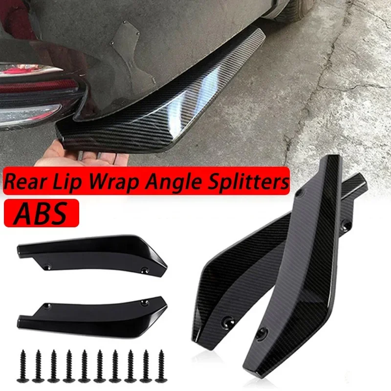 Black Carbon Fiber Rear Bumper Lip Diffuser Splitter Spoiler Protector
