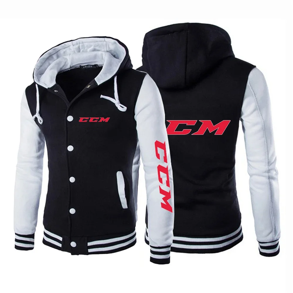 

2024 CCM Men's New Zip Hoodies Casual Baseball Uniform Jacket Long Sleeve Hot Sale Fleece Spliced Coat Top Clothing