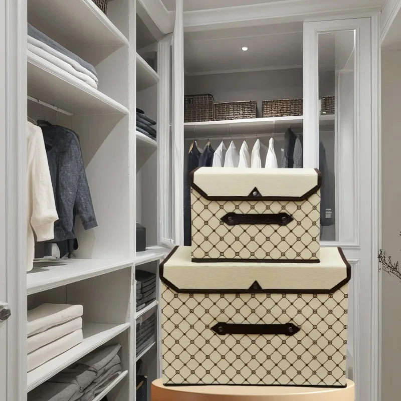 Foldable Clothes and Miscellaneous Items Storage Box Convenient Dustproof Box with Cover Folding Storage Box Wardrobe Organizers 3