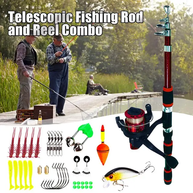 Fishing Pole Combo Spinning Rod And Reel For Men Telescopic