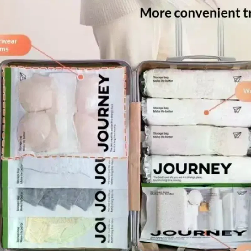 2pcs Hand-Rolled Vacuum Storage Bags No Pump Needed Reusable Space Saving Bags for Travel Luggage Packing