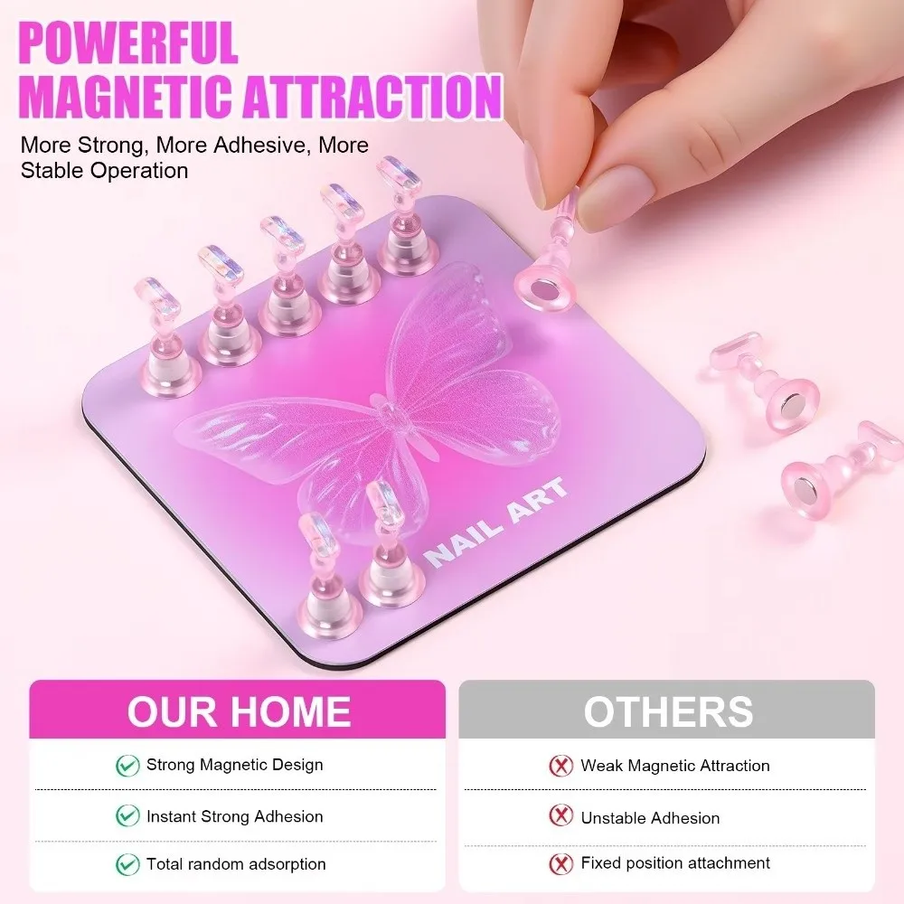 New Acrylic Nail Holder Alloy Stand Heart Nail Art Practice Holder 2In1 Mixing Color Drawing Pallet Nail Supplies