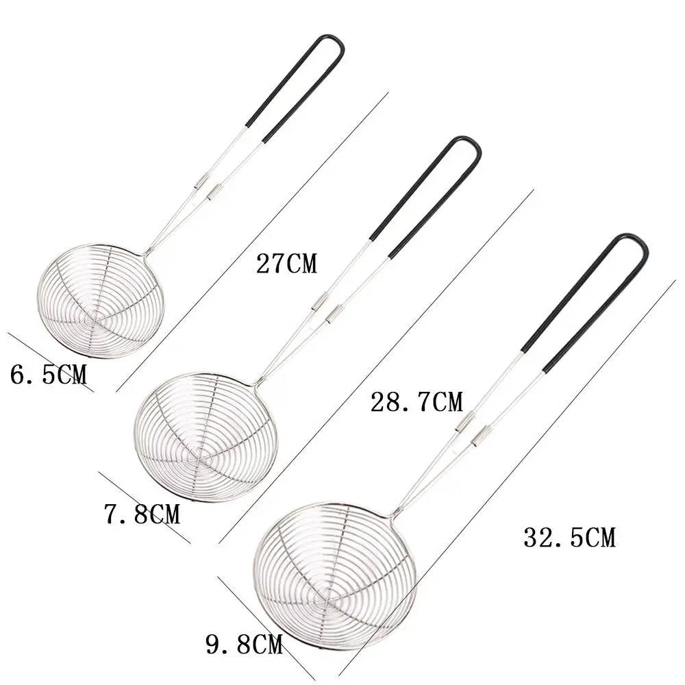 Description Picture 6 of item3 Sizes Stainless Steel Spider Strainer Skimmer Spoon Long Handle Wire Skimmer ladle for Kitchen Frying and Cooking, Pasta, Chip