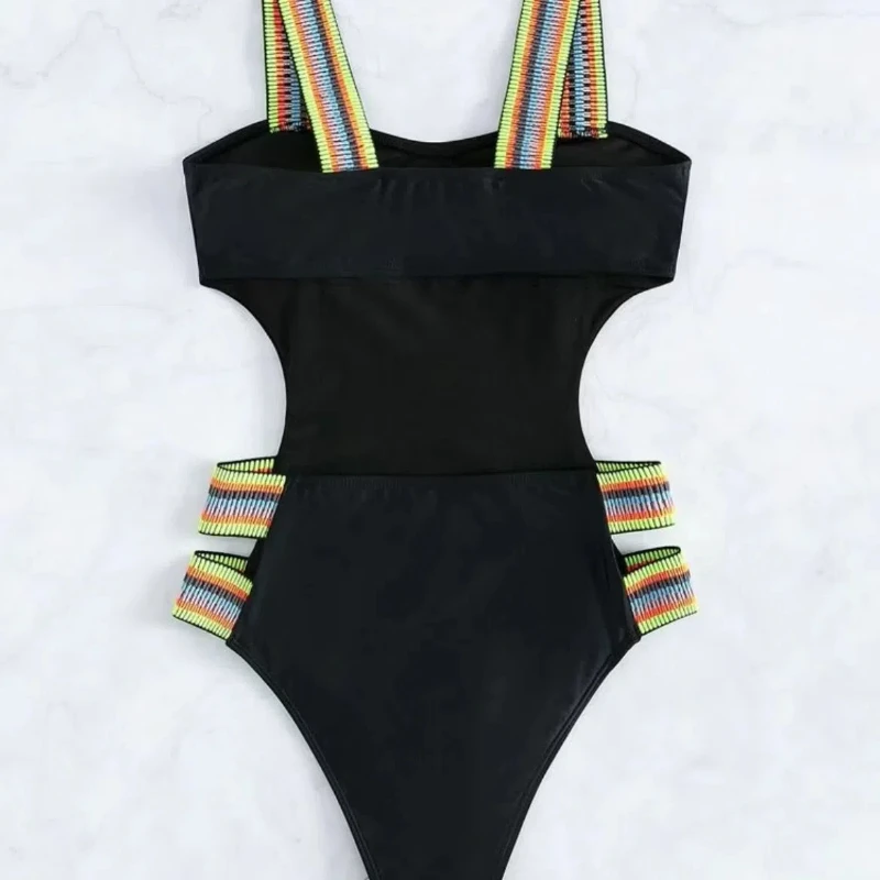 Women'S Swimwear Colorful Elastic Band Swimsuit With Chest Cushion and No Steel Support Pads Chest Hot Spring Jumpsuit Sling
