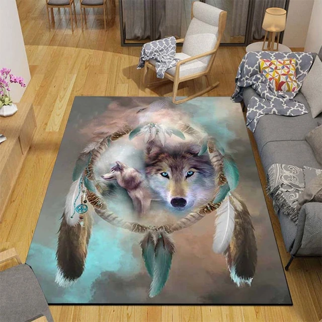 3D Wolf Fußmatten Teppich Teppich Wohnzimmer Fußmatte Plüsch Nicht-slip  Stuhl Matte bad Teppich - AliExpress