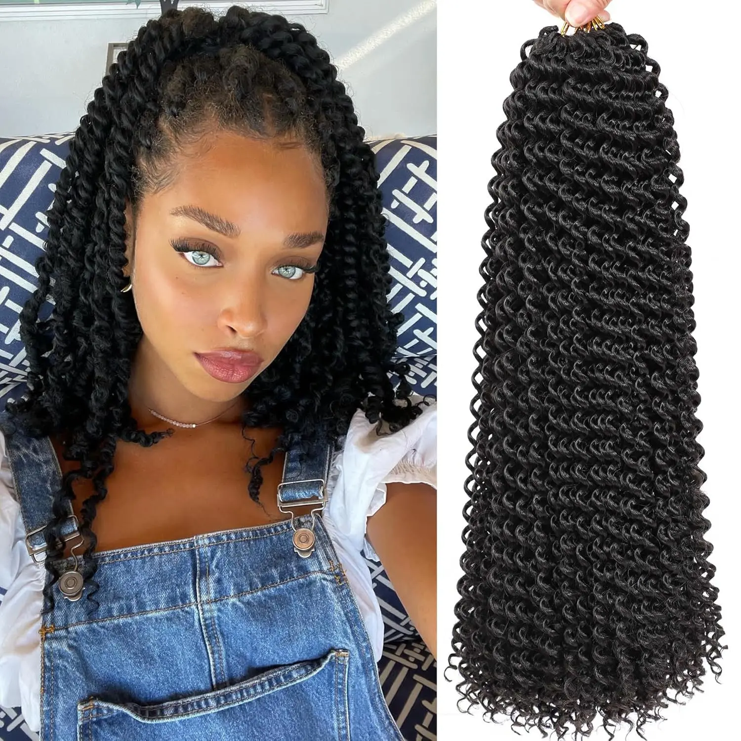 Passion Twist Crochet Hair 14/22Inch 1/3/7 Pack Water Wave Crochet Hair for Black Women-Long Synthetic Braiding Hair Extensions 1