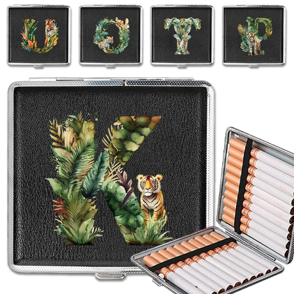 

Cigar Case Portable Cigarette Box Tobacco Organizer Dampproof Jungle Tiger Letter Pattern Pocket Smoking Accessories For Outdoor