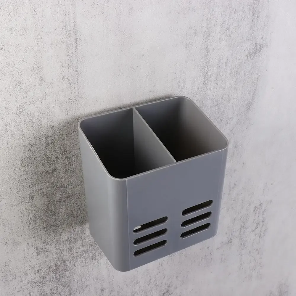Plastic Toothpaste Shelf White/Grey Non-punch Toothbrush Toothpaste Holder Large Capacity Wall-mounted Comb Storage Container 5