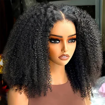 10A Glueless Wigs Human Hair Wigs Ready To Wear Bleached Knots 7x5 Pre Cut HD Transparent Glueless Lace Wigs Kinky Curly Wig100% 1