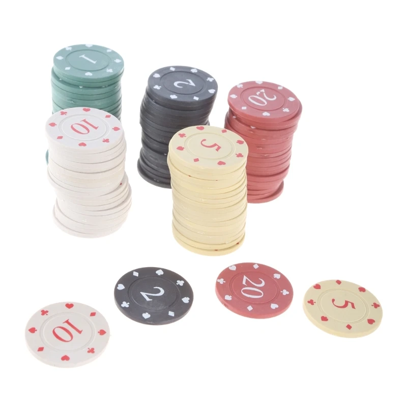 100Pcs Casino Chip Game Chip Teaching Coin Plastic Counting Counters Small Learning Counters