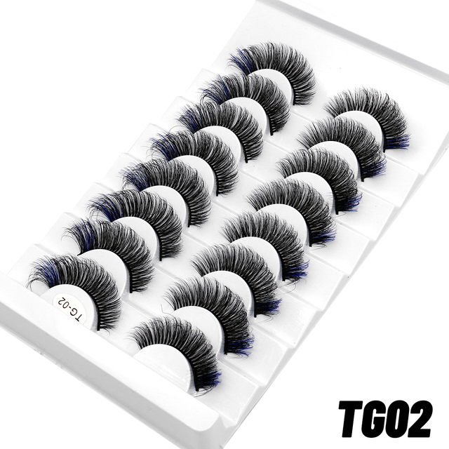 5/8pairs Colored Eyelashes Wispy Mink Lashes Natural Fluffy Cat Eye Lashes Strip 5D False Eyelashes Eyelash Extension