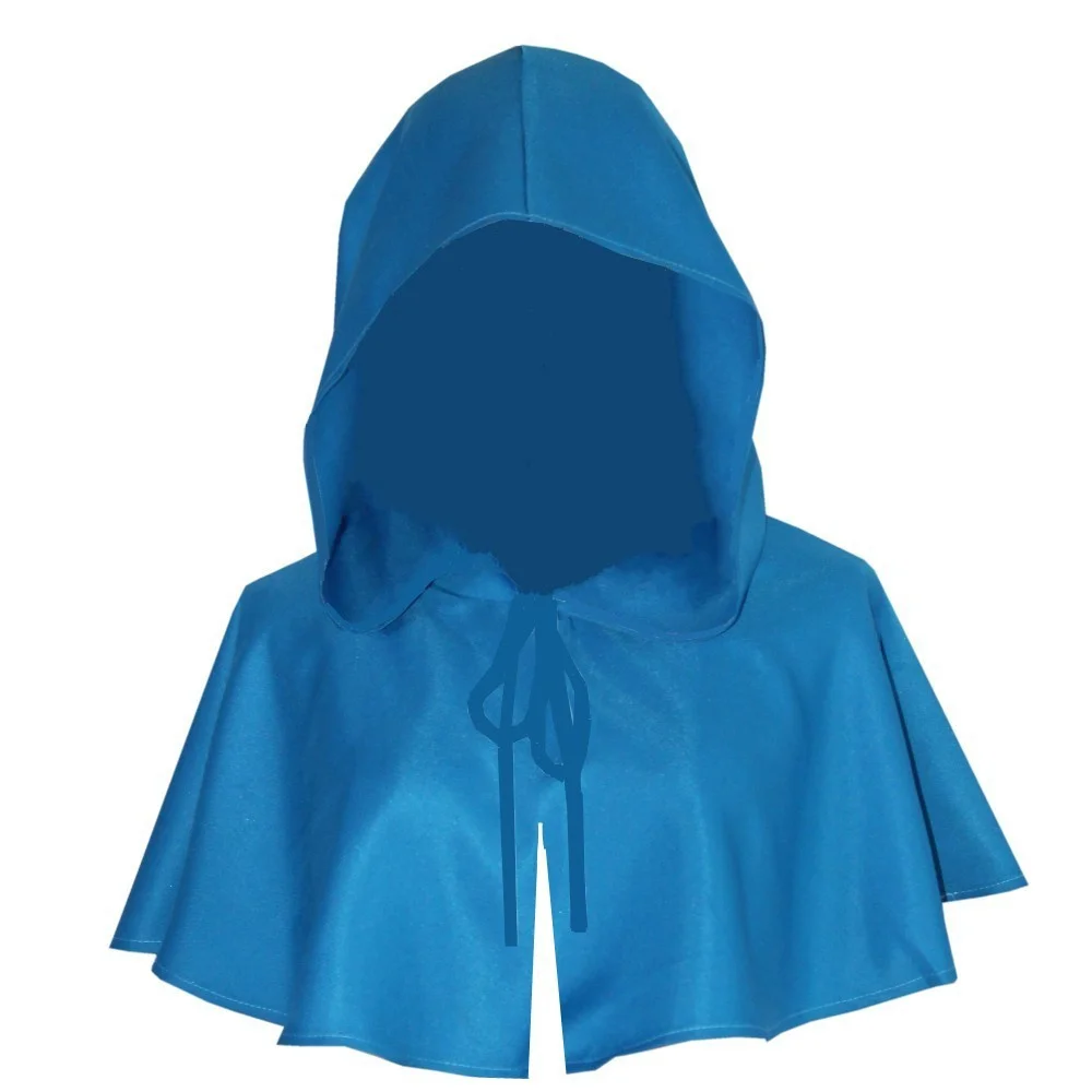 Olinase Short Hooded Cape for Halloween Cosplay Party Pure Color Ghost  Wizard Cloaks Fancy Dress