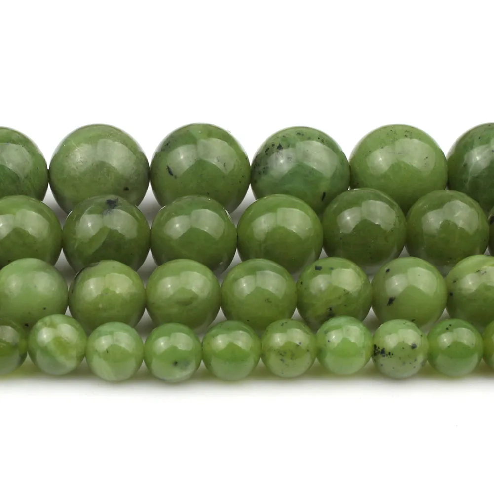 Natural Stones Green Canada Jade Beads Round Faceted Geometric Shape Loose Jewelry Beads for Making Bracelets DIY Accessories