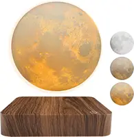 Levitating Moon Magnetic Floating Night Light, Creative Table 3D Printed LED Lamp with Wooden Base for Gift Office Bedroom Home 1