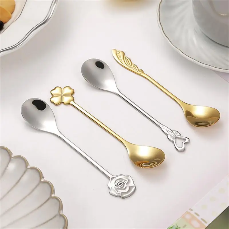

Stainless Steel Coffee Spoon Bird's Nest Honey Stirring Spoon Rose Heart Spoon Gold Heart Shaped Kitchen Tableware Accessories