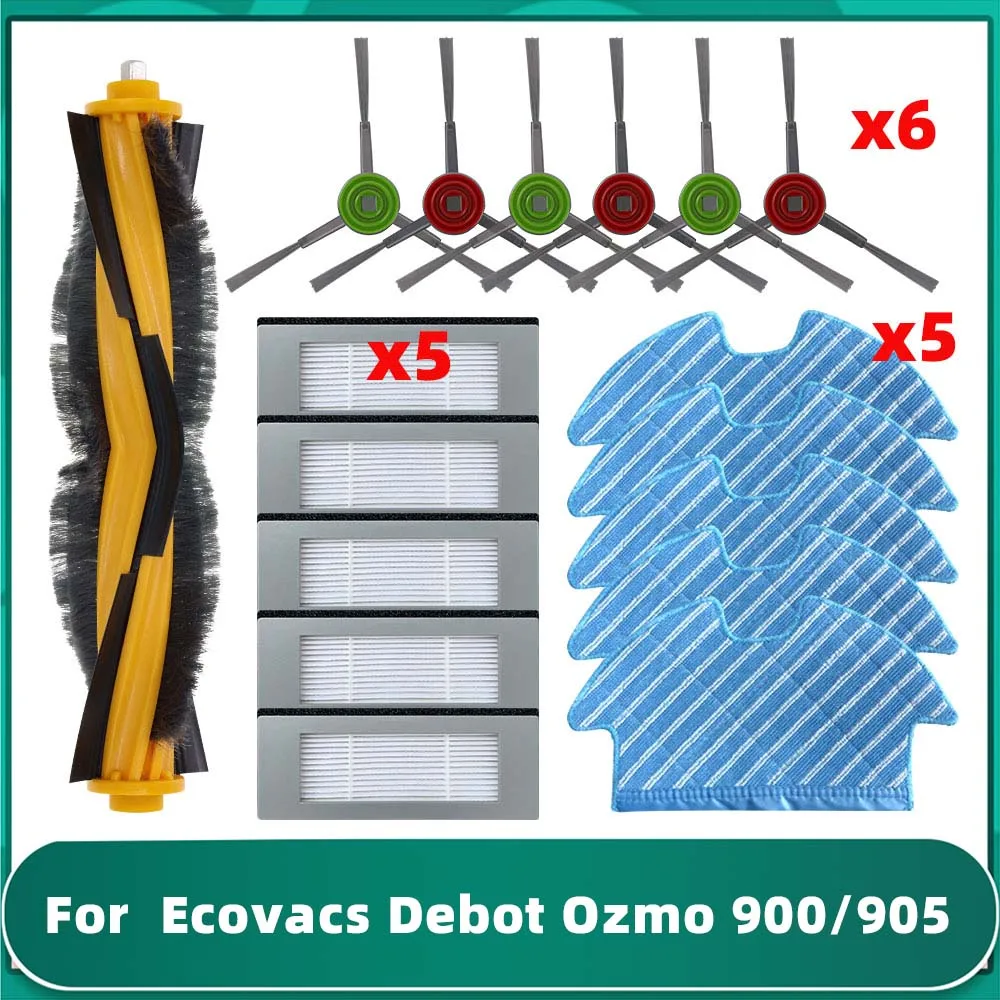 Robótico Aspirador Acessórios Lateral Rolo Escova Filtro Mop Panos Compatível para Ecovacs Debot Ozmo 900 Dn55 905