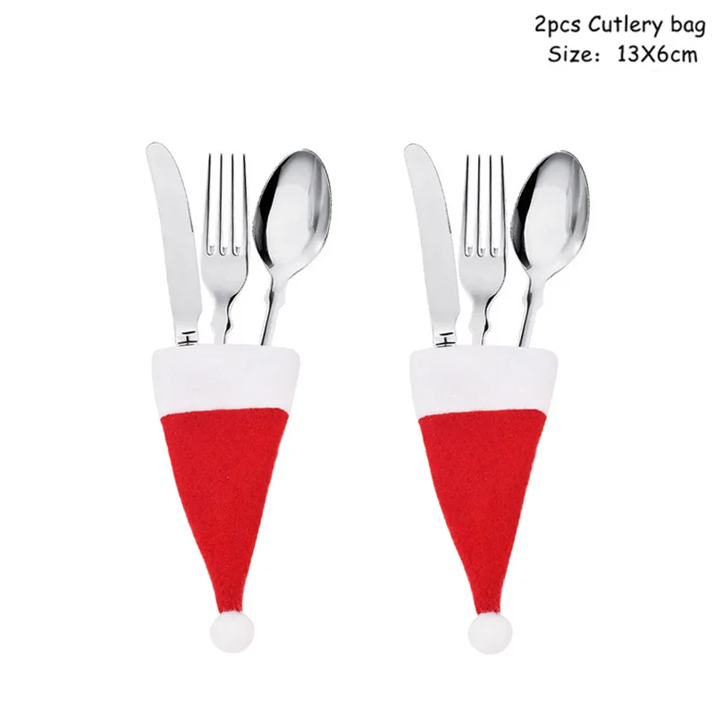 thumbnail image 1 of 2Pcs Christmas Cutlery Holder Bags Knife Fork Pocket Cover Tableware Set Bag 2023 Christmas Decoration For Home 2024 Noel Xmas, 1 of 5
