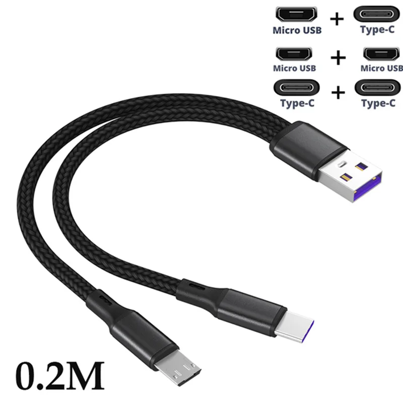 2 In 1 USB C Cable Mobile Phone Charger Cable Splitter Micro USB Short 2-in-1-usb-c-cable-mobile-phone-charger-cable-splitter-micro-usb-short