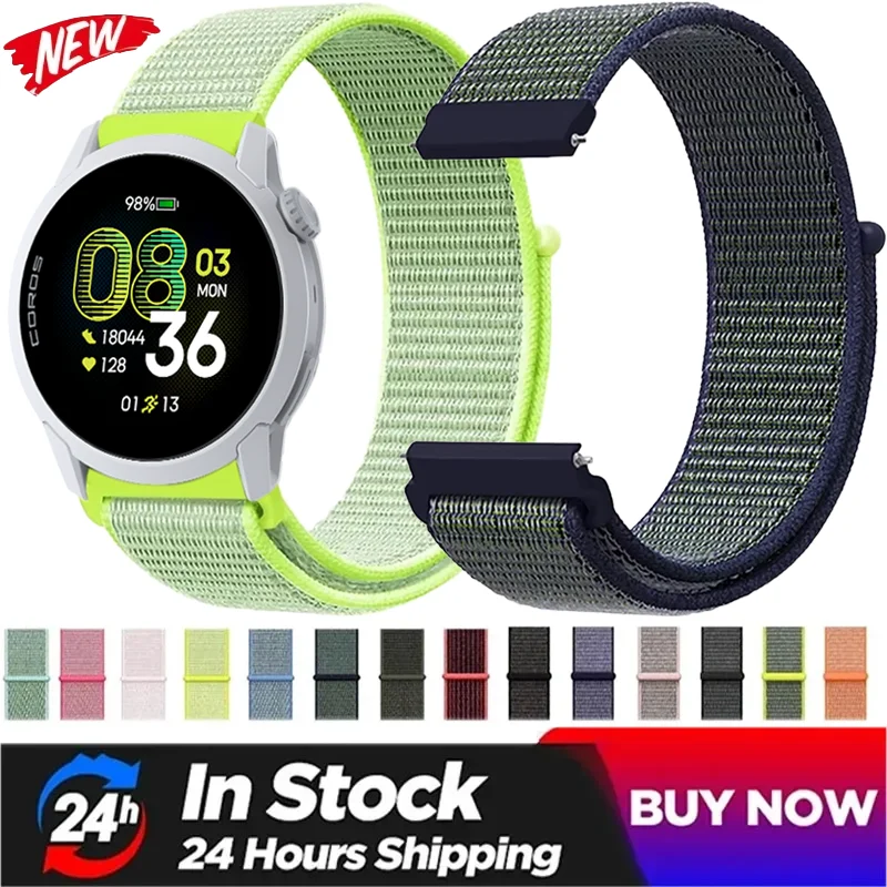 Breathable Nylon Loop Watch Band with Adjustable Fit, 20/22mm