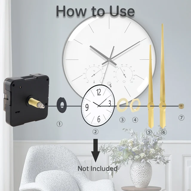 Meccanismo Orologio Da Parete Al Quarzo - Movimento Silenzioso, Con Lancette, Per Riparazione E Fai Da Te - Foto 13