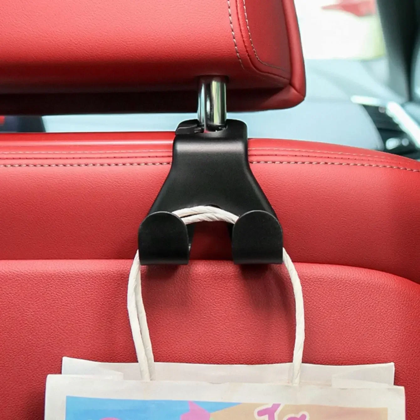 2pcs Car Rear Seat Double Head Storage Hook