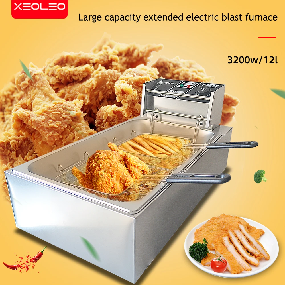 XEOLEO Electric Deep Fryer 12L Commercial Stainless Steel French KFC Fries Double Baskets Kitchen Mechine Food Processor 5