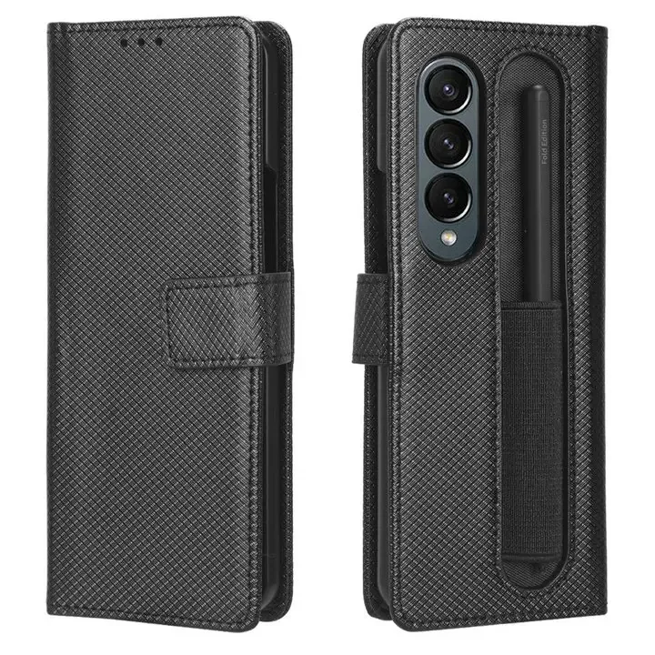 Leather Wallet Case with Pen and Card Slots