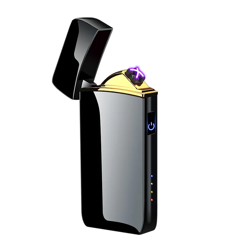 

"Hot Electric Windproof Metal Lighter Double Arc Flameless Plasma Rechargeable USB Lighter LED Power Display Touch Sensor Lighte