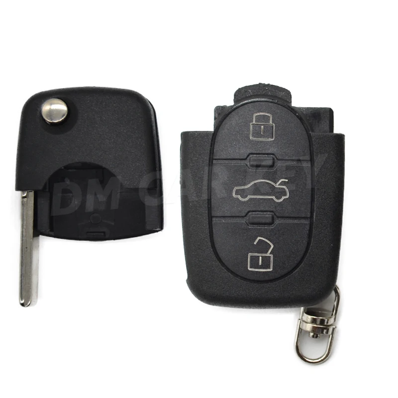 DMKEY remote folding key case 3buttons for Audi A3 A4 A6 A8 TT Quattro A2 flip car key shell replacement