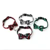 Christmas Bowknot Cat Small Dog Collar with Bell Plaid Snowflake Adjustable Breakaway Pet Puppy Kitten Buckle Necklace 2