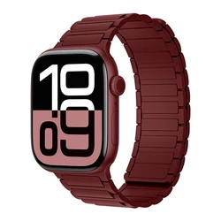 Magnetic Silicone Strap for Smartwatches - Versatile and Durable Design (Wine Red)