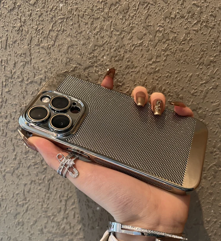 【 High Quality 】 Silver Plated Heat Dissipation Phone Case iphone15 New iPhone 15Promax Premium 13 Sets 14 Anti Drop 12_voghion.com