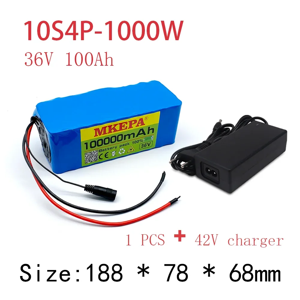 

Mkepa / lithium battery 18650 10S4P 36V 100000mAh for bicycle electric vehicle 750w-w with BMS 25A + charger